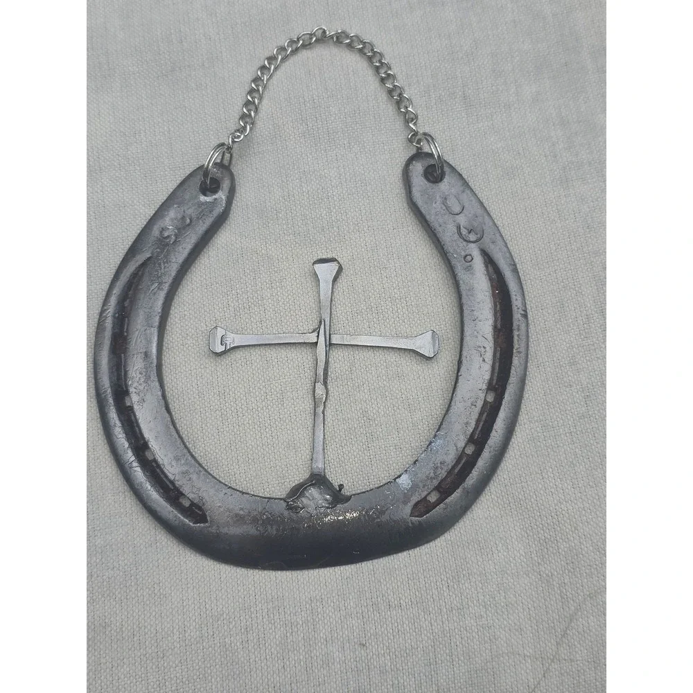 Handmade Horseshoe Wall Hanging Cross Rustic Western Decor Car Hanger